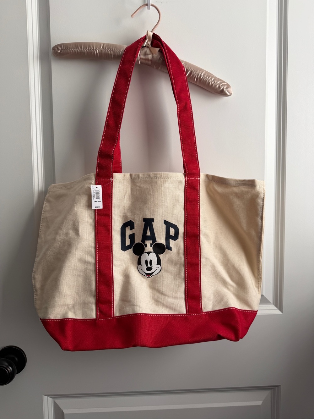 GAP Canvas Mickey Tote in Cream and Red